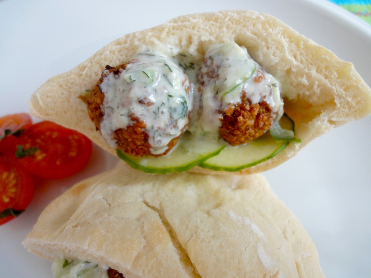 Pita with Falafel and Tzatziki Sauce